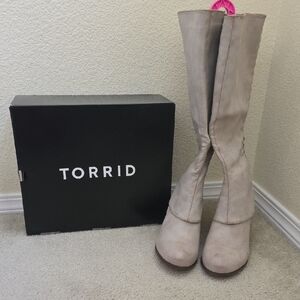 Torrid Tan PU Wide Calf Knee High Boots Size 10